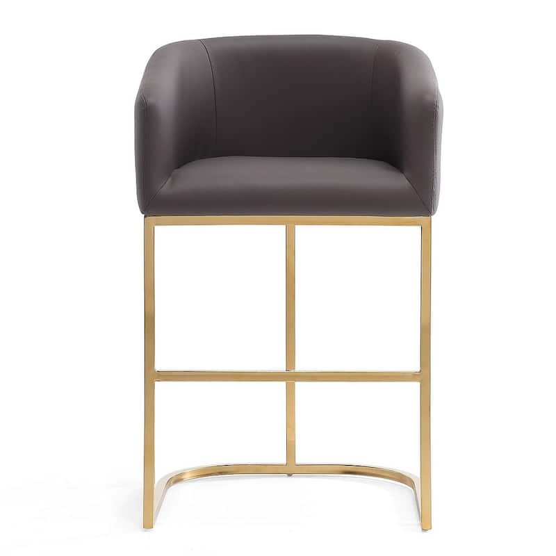Manhattan Comfort Louvre 36 in. Titanium Gold Stainless Steel Counter Height Bar Stool (Set of 3)