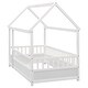 preview thumbnail 16 of 35, Wooden Floor Bed with House Roof Frame and Guardrails