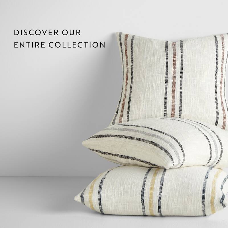 Yarn-Dyed Cotton Decor Throw Pillow in Framed Stripe - Gray