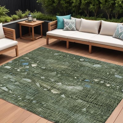 HomeRoots Abstract Transitional Rectangle Outdoor Rug