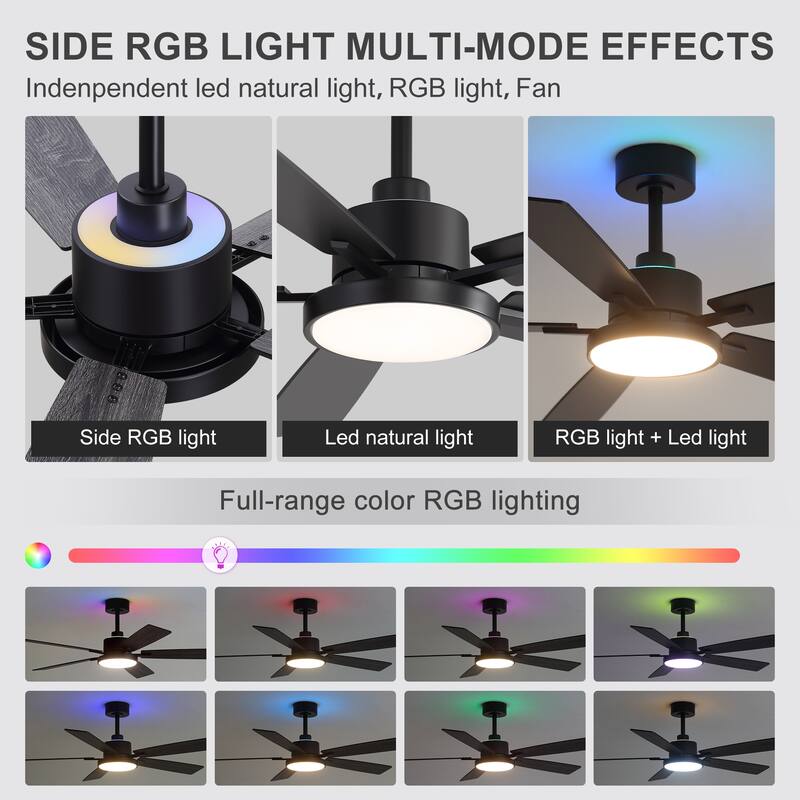 52" Black 5-Blade Integrated LED Ceiling Fan with Light and Remote