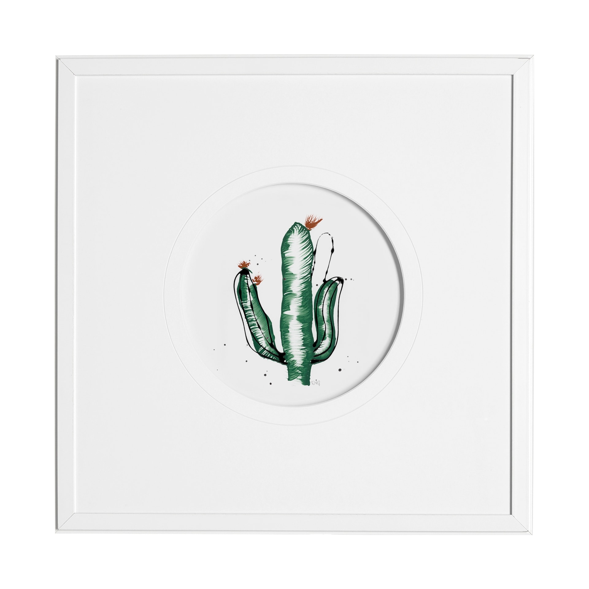 Cactus IV by Mercana Studio a Hand Embellished Textured Framed Art Print Matted under Glass