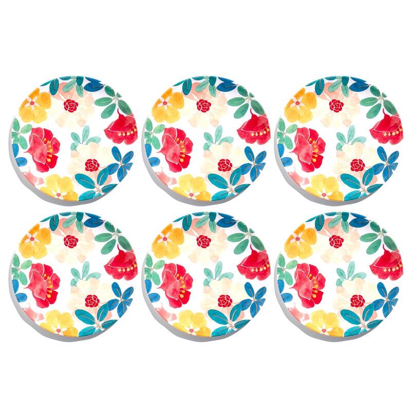 Abode Homewares by TarHong Audrey Floral Salad Plate , 8.1", Set of 6