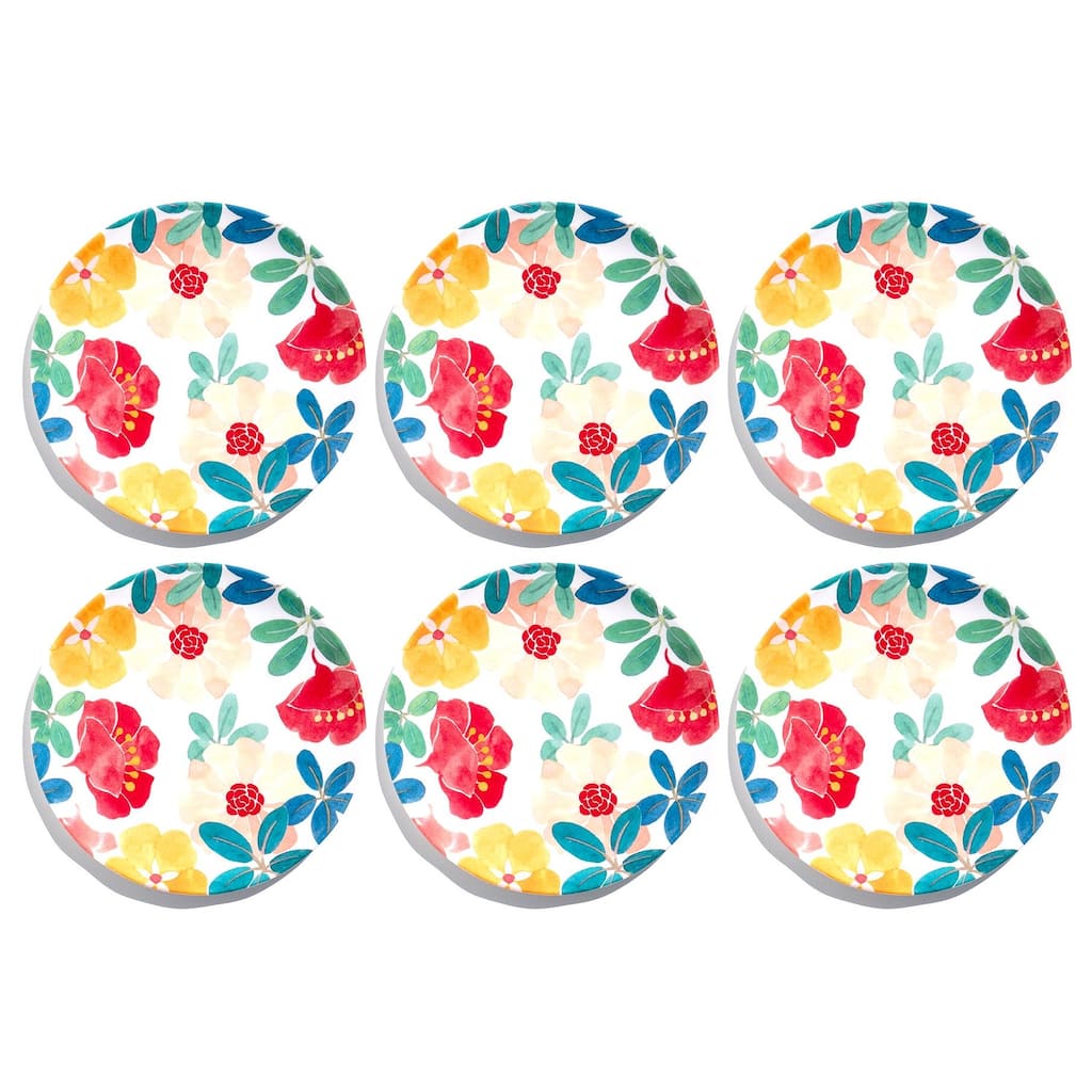 Abode Homewares by TarHong Audrey Floral Salad Plate , 8.1", Set of 6