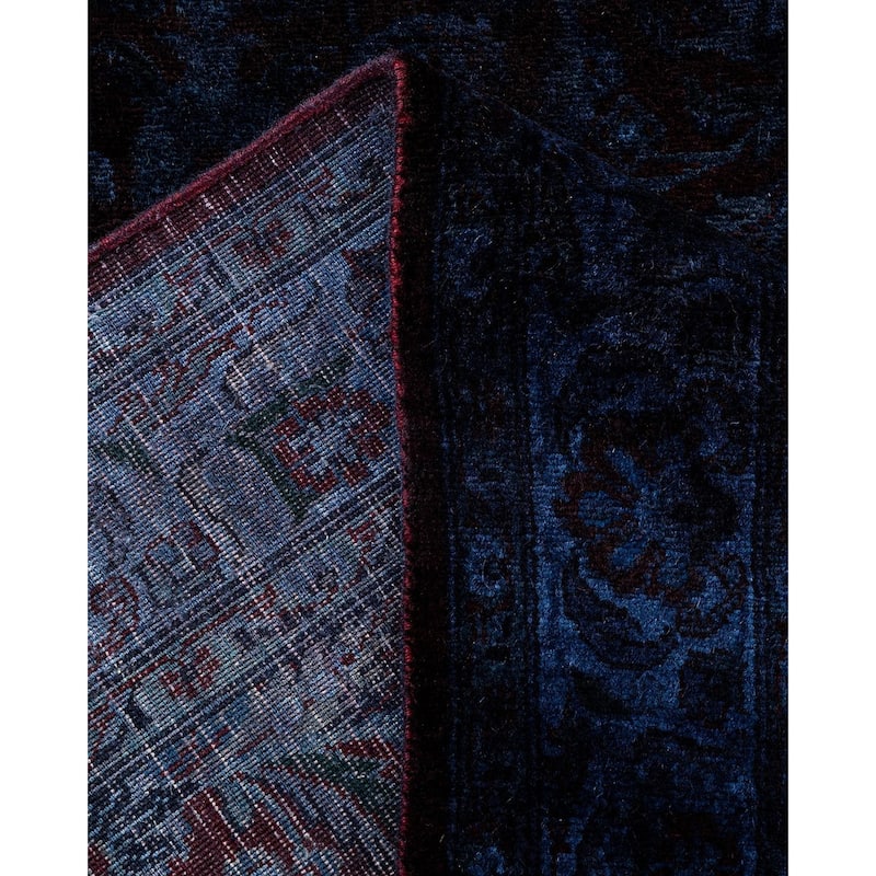 Overton Hand Knotted Wool Vintage Inspired Modern Contemporary Overdyed Purple Runner Rug - 2' 4" x 11' 10"