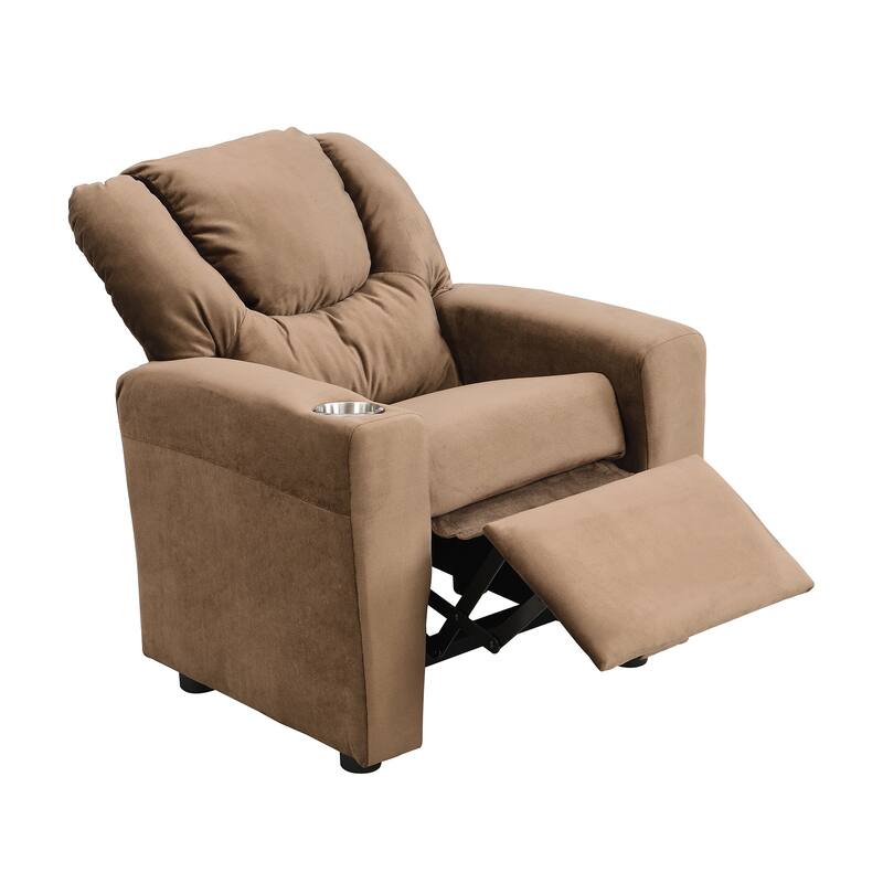 Toddlers Velvet Recliner With Headrest And Footrest
