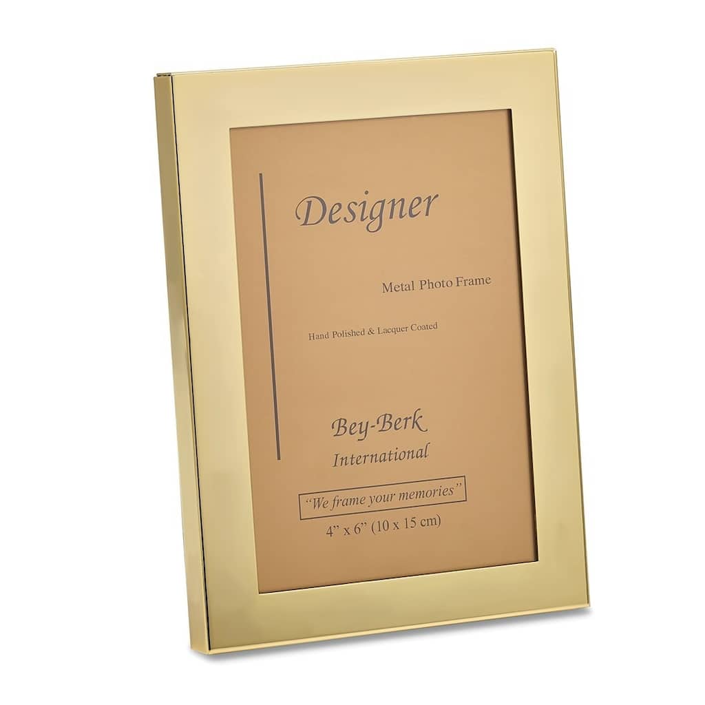 Curata Solid Brass Polished Lacquer-Coated 4x6 Photo Frame
