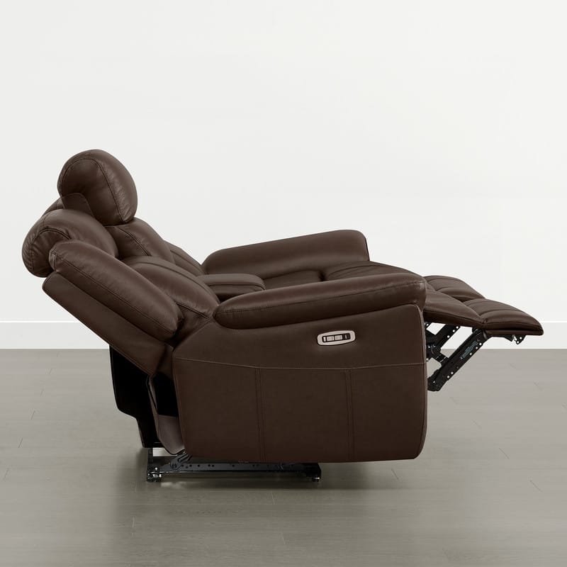 Spruce & Spring Genuine Leather Power Reclining Sofa with Optional Console & Flip-Down Table