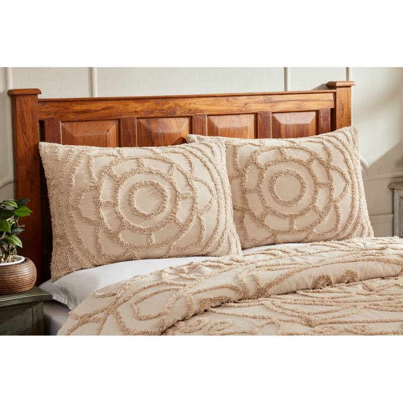 Better Trends Cleo Comforter Set 100% Cotton Tufted Floral Design Soft Plush Chenille Machine Washable Tumble Dry