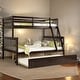 preview thumbnail 1 of 10, Espresso Twin over Full Wood Bunk Bed Convertible Beds with Twin Size Pull-Out Trundle Espresso