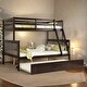 preview thumbnail 2 of 34, Twin over Full Wood Bunk Bed Convertible Beds with Twin Size Pull-Out Trundle