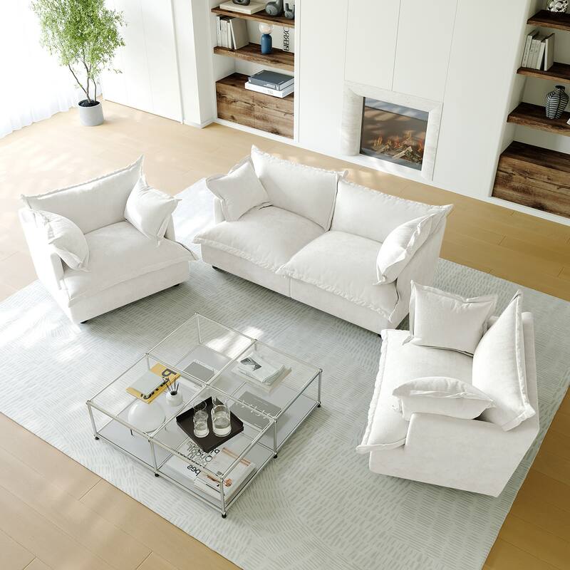 Comfy Cloud Oversized Chenille Modular Sectional Sofa Armchair Set