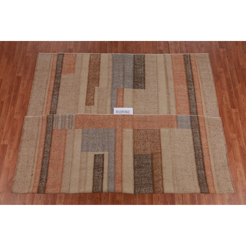 Hand Woven Oriental 100% Jute Carpet Southwestern Modern Beige & Ivories Kilim Area Rug - 9' 9'' X 8' 2''