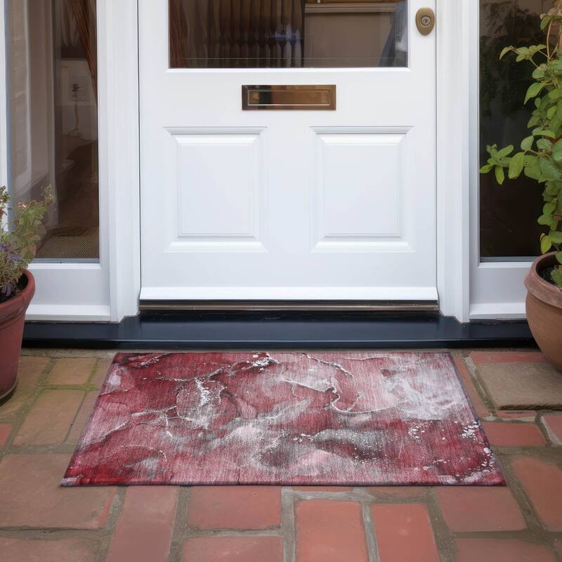 Rari Artistic Abstract Weather Resistant Classic Meets Modern Runner Outdoor Rug