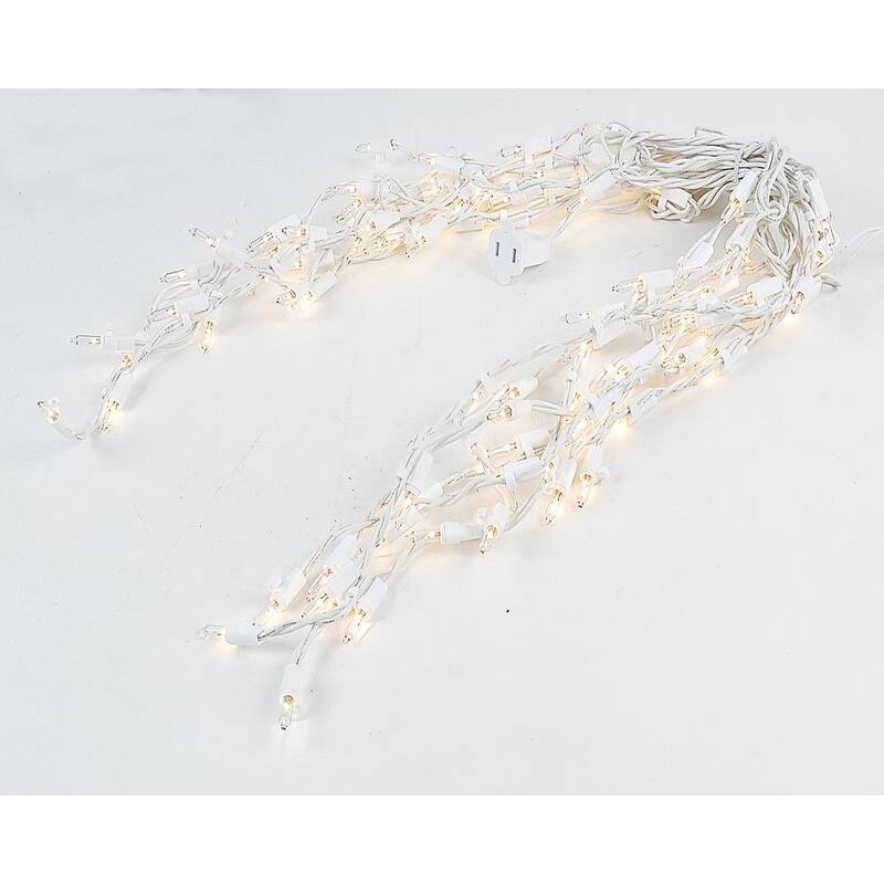 9 Foot Clear Outdoor Christmas Icicle Light Set, White Wire, 100 Light