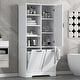 preview thumbnail 4 of 75, GDFStudio - Elijah Tall Bathroom Cabinet with Tilt-Out Laundry Hampers and Adjustable Shelves Storage Cabinet - White