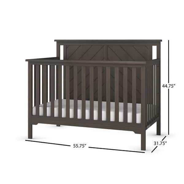 dimension image slide 2 of 3, Forever Eclectic Hampton Flat Top 4-in-1 Convertible Baby Crib
