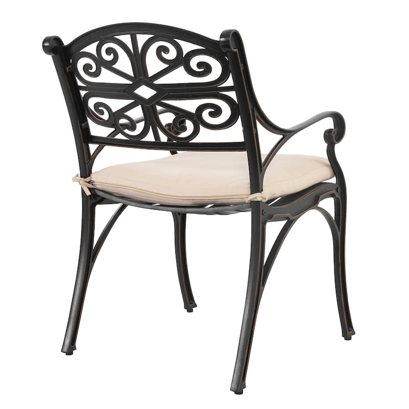 Outdoor Bistro Set of 3 Cast Aluminum Bistro Set with Umbrella Hole