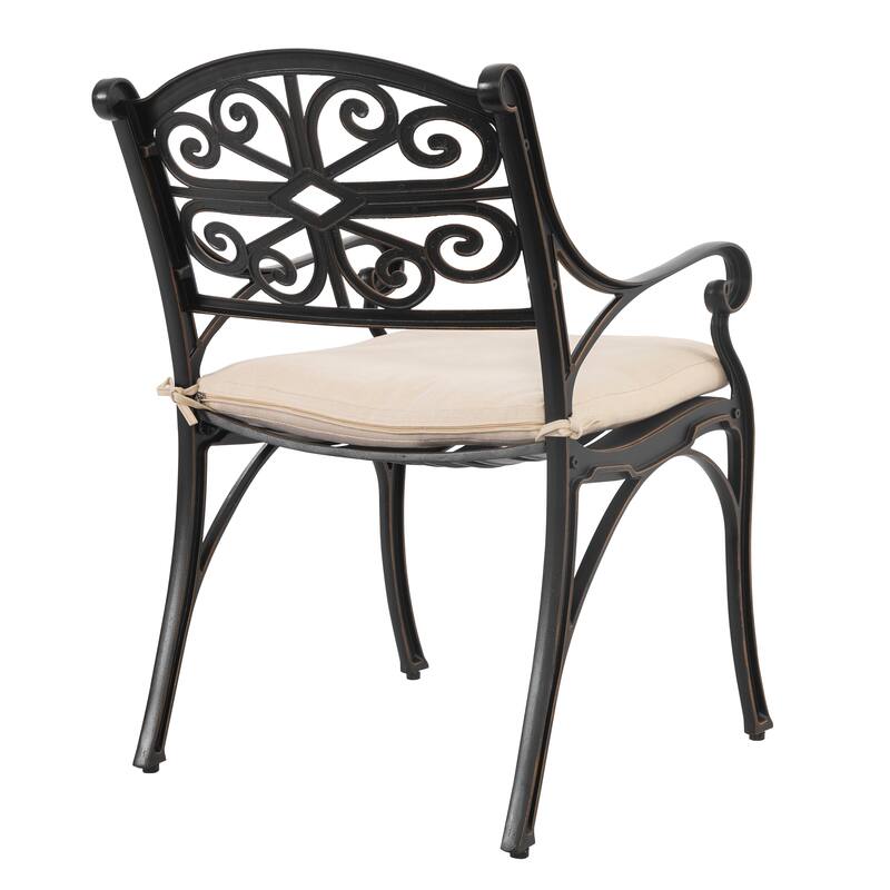 Patio 5 Pieces Cast Aluminum Dining Set with Umbrella Hole and Cushions