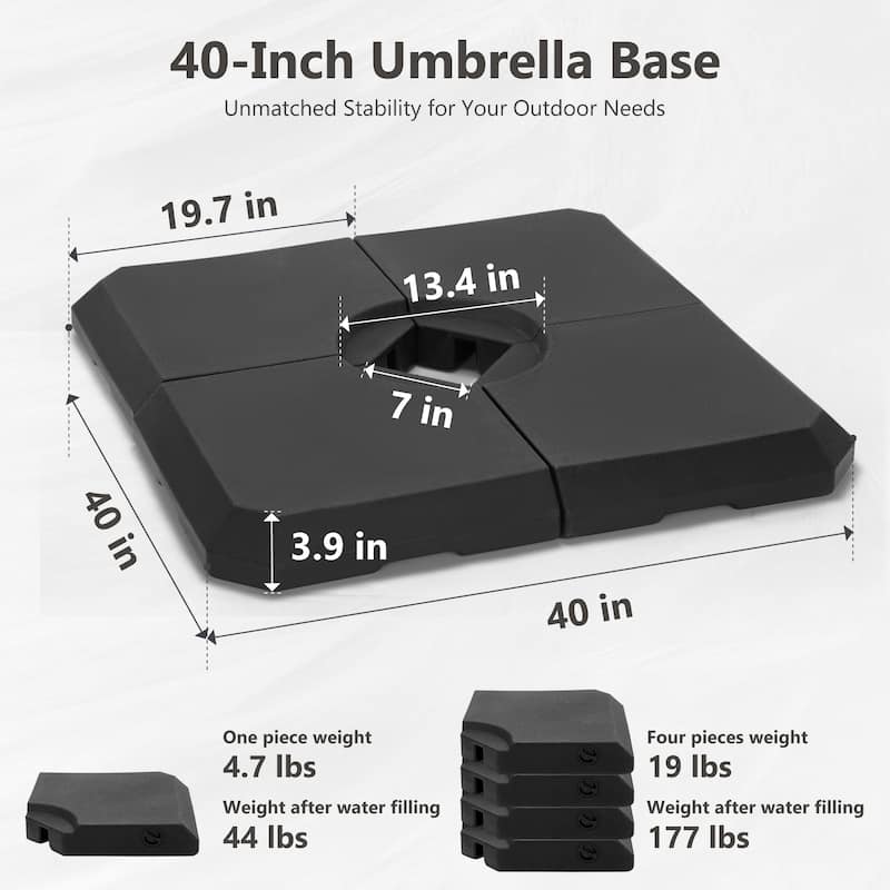 MAISON ARTS 448 LBS Filling Weight Patio Umbrella Base with Handle & Wheels, Suitable for Cantilever/Offset Patio Umbrella