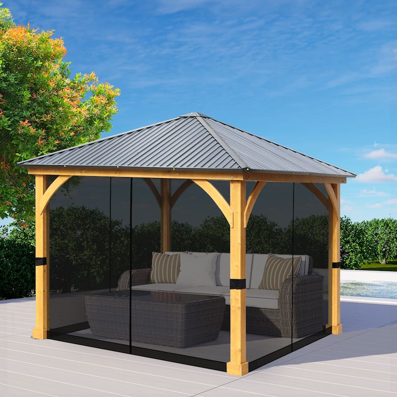 Aoodor 12'x12' Replacement Gazebo Mosquito Netting 4-Panel Sidewalls