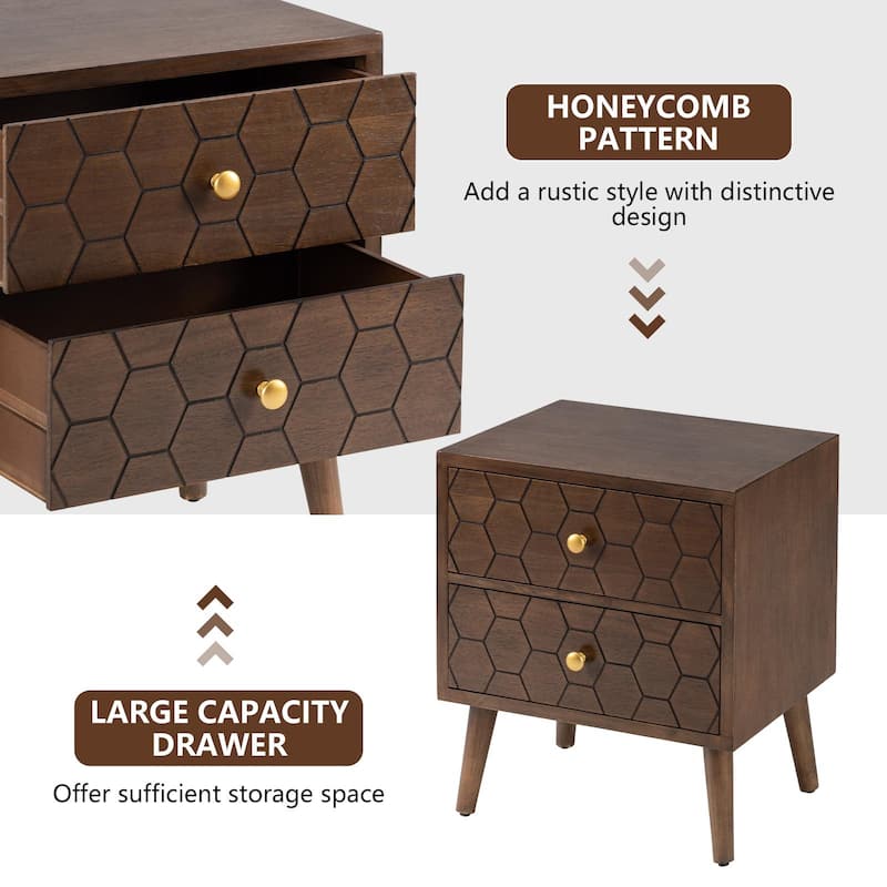 SUNBURY Mid-Century Modern Nightstands with Drawers (Set of 2)