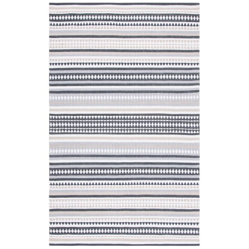 SAFAVIEH Handmade Montauk Nellwyn Cotton Rug - 6' Square - Grey/Ivory