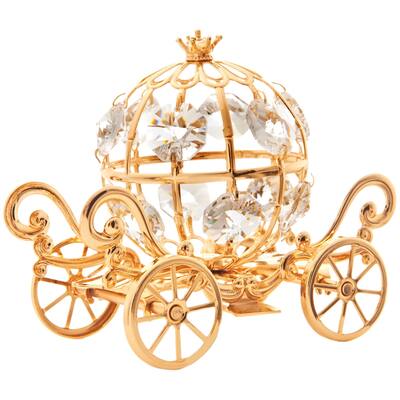 Goldplated Mini Cinderella Inspired Pumpkin Coach Made with Genuine Matashi Crystals