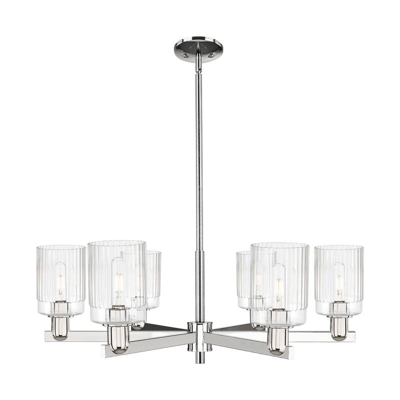 Innovations Lighting Endless Possibilities Arcadia - Hadley - 6 Light 34" Stem Hung Chandelier - Clear/Polished Nickel