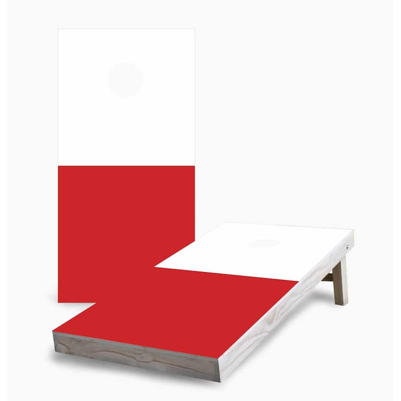 Polish Flag Cornhole Game (Choose Wraps or Boards) - 2x4 Boards (24" x 48") - Include Hole Lights