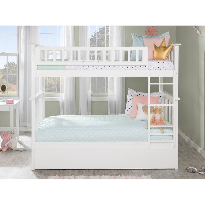 Columbia Twin over Twin Bunk Bed with Twin Trundle in White