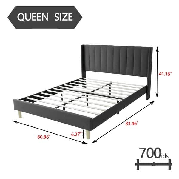 dimension image slide 23 of 34, Alazyhome Upholstered Platform Bed Frame