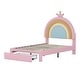 preview thumbnail 11 of 13, Upholstered Rainbow Design Princess Platform Bed with Storage Drawer, Twin/Full Size Velvet Bed Frame w/Rainbow Shaped Headboard