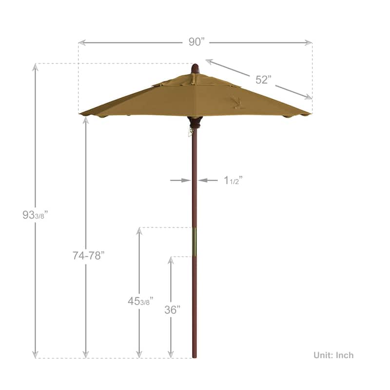 Port Lavaca 7.5ft Round Sunbrella Wooden Patio Umbrella by Havenside Home, Base Not Included