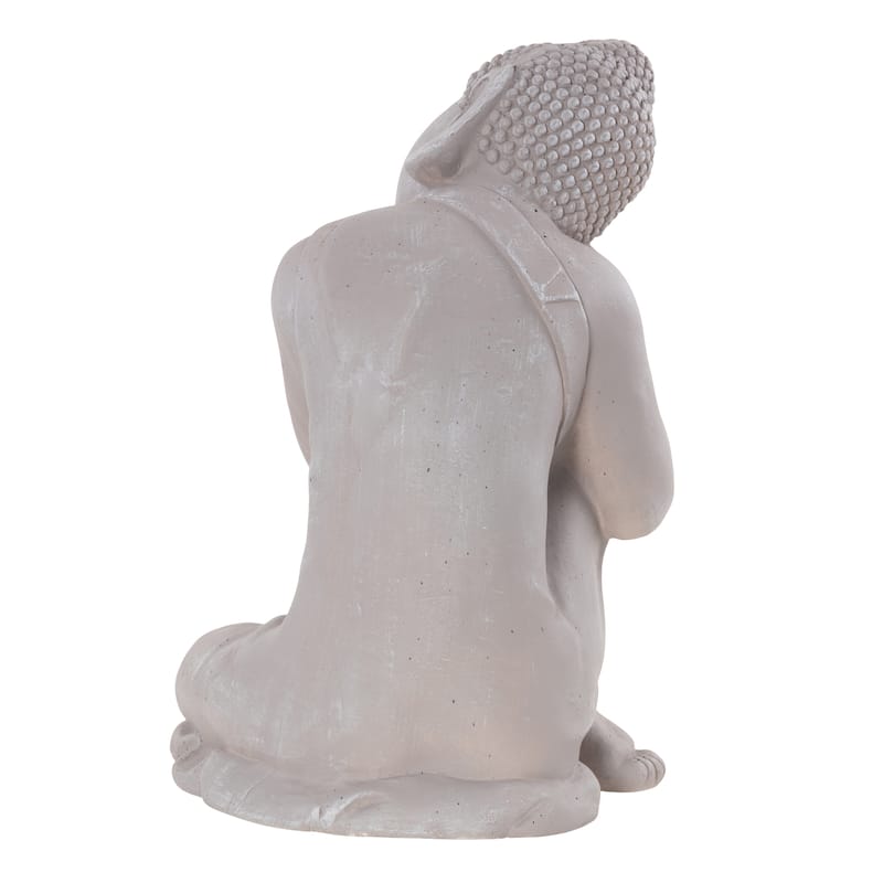 Magnesium Oxide Buddha Indoor Outdoor Meditating Garden Sculpture - Gray - Roche River Decor