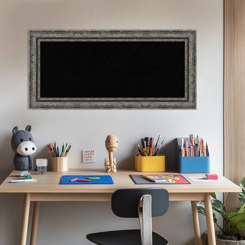 Filigree Matte Black Framed Cork Board - Bulletin Board, Organization Board, Pin Board