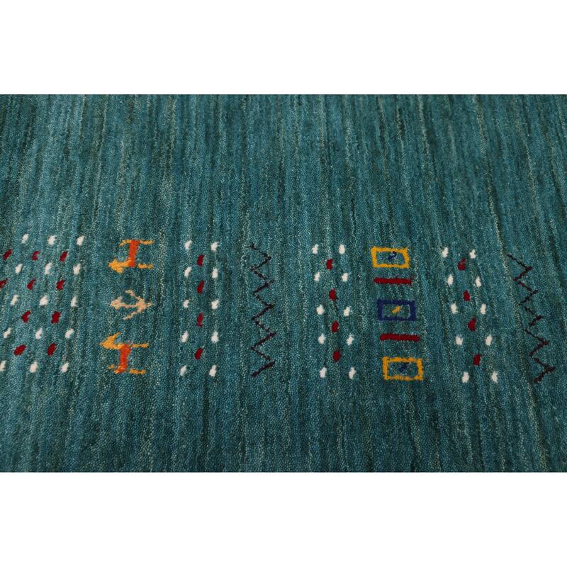 ECARPETGALLERY Hand Loomed Kashkuli Gabbeh Turquoise Wool Rug - 4'11 x 7'11