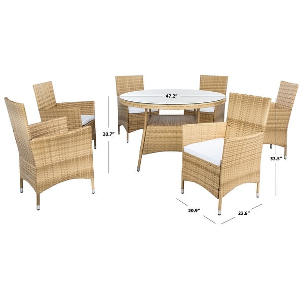 dimension image slide 4 of 4, SAFAVIEH Outdoor Living Challe 7-Piece Patio Dining Set