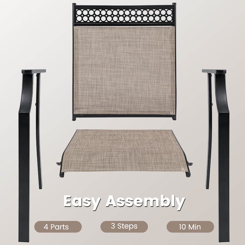 Costway Patio Chairs Set of 2 with All Weather Breathable Fabric High - See Details