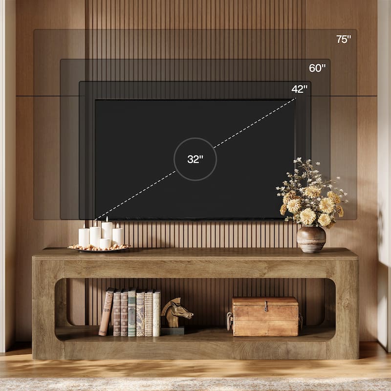 63" TV Stand with Storage, Entertainment Center Television Media Console Table for 55/60/65/75-Inch TVs Living Room Bedroom