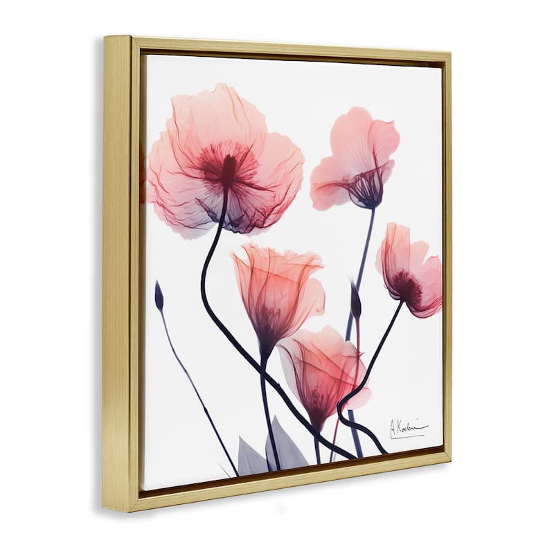 Stupell Pink Chic Simple Flowers Framed Floater Canvas Wall Art Design By Albert Koetsier