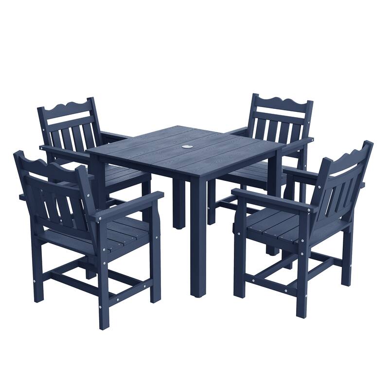 HIPS Outdoor Dining Set All-weather Patio Table and Chairs(Set of 5)