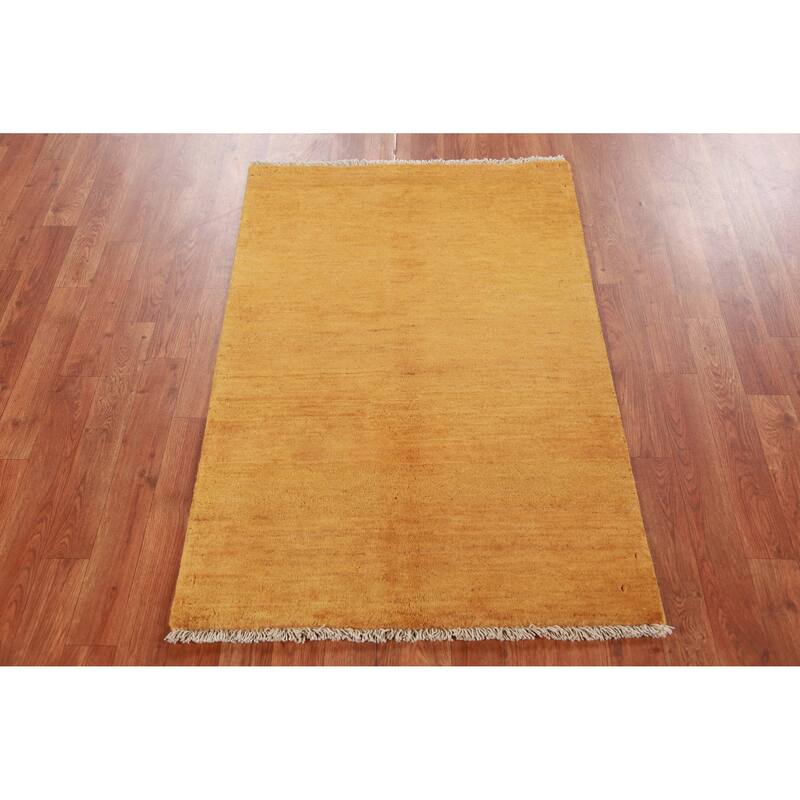 Yellow Modern Gabbeh Oriental Accent Rug Handmade Wool Carpet - 2'7" x 3'11"
