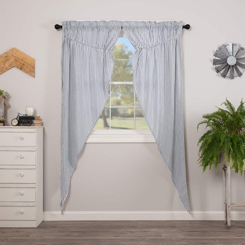 Sawyer Mill Ticking Stripe Prairie Panel Set 84x36 - Prairie Panel 84x36