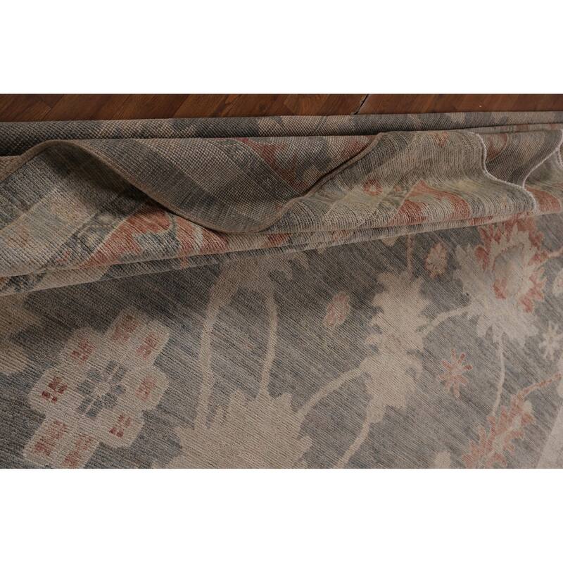 Vegetable Dye Grey Oushak Turkish Large Rug Hand-Knotted Wool Carpet - 10'1"x 14'3"