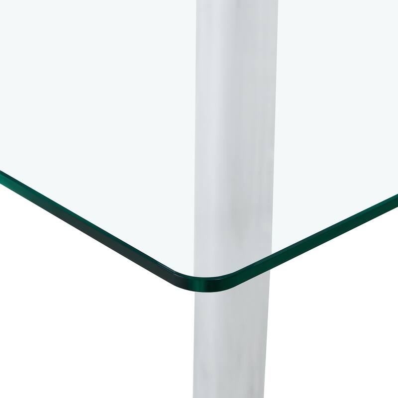 Rectangular Glass Top Dining Table with Metal Legs Modern Minimalist Design