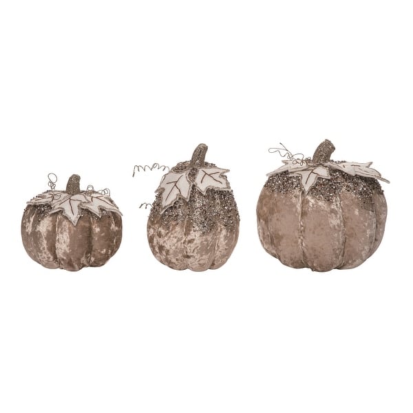 slide 1 of 1, Transpac Foam 8.66 in. Brown Autumn Sparkling Pumpkins Set of 3