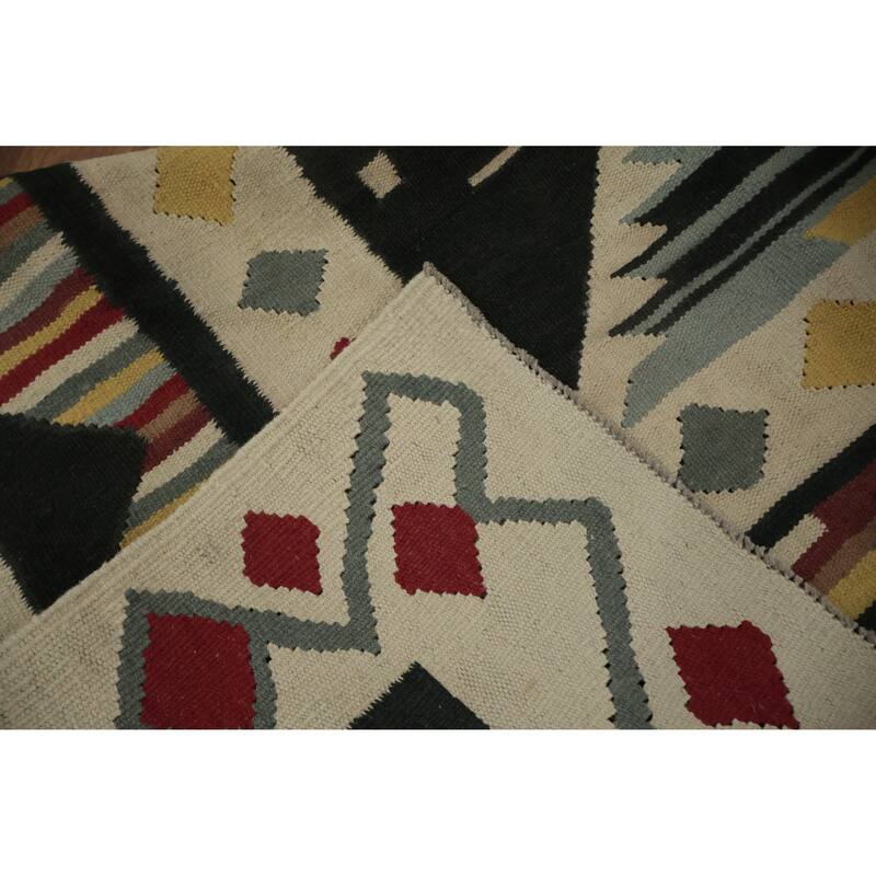 Hand Woven Oriental 100% Wool Carpet Southwestern Tribal Black Kilim Area Rug - 11' 6'' X 8' 4''