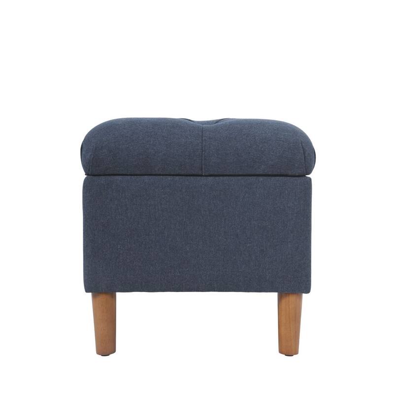 HomePop Button Tufted Top Storage Bench with Wood Legs