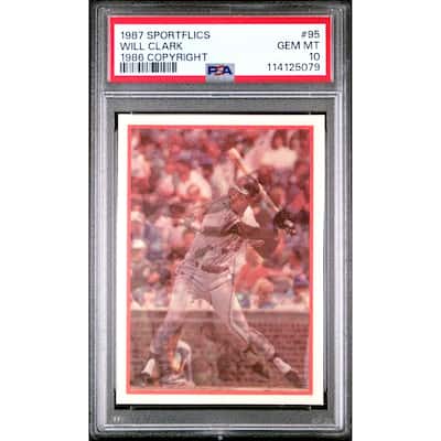 Will Clark 1987 Sportflics 1986 Baseball Rookie Card #95 Graded PSA 10 - 8' x 11'